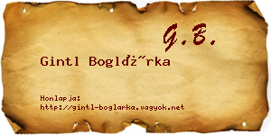 Gintl Boglárka névjegykártya